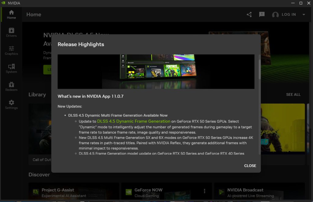 NVIDIA App ya incluye DLSS 4.5 Dynamic Frame Generation fuera de beta